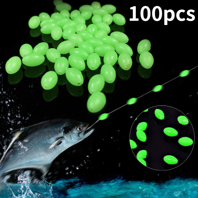 Fishing Lure Accessories - 100 pcs/lot ovale nuit lumineuse perles