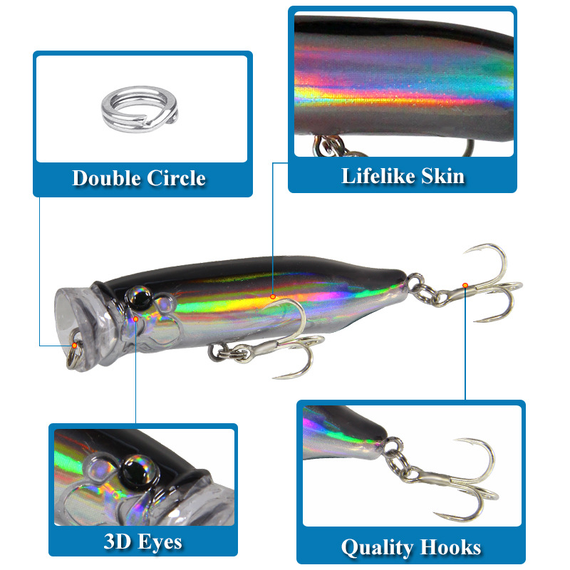 Lot de 5 leurres de pêche flot - Fishing Lure Popper avis et prix